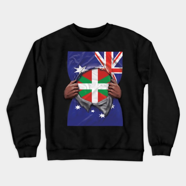 Bilbao Flag Australian Flag Ripped - Gift for Basque From Bilbao Crewneck Sweatshirt by Country Flags